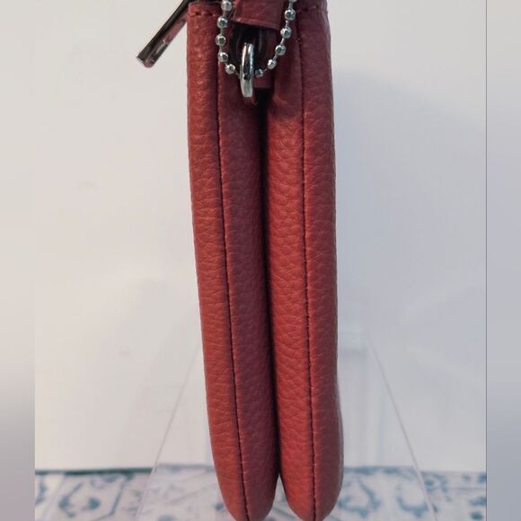 Coach Double Zipper Pocket Wristlet In Musted Red/Rust. EUC - Picture 7 of 16